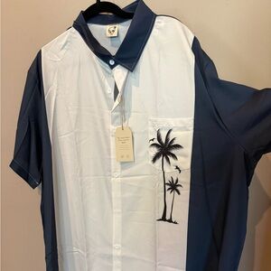Harddaddy 4XL Mens navy blue and white cubavera new with tags